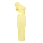 Damen Maxikleid mit asymmetrischem Schnitt und Rüschendetails EB