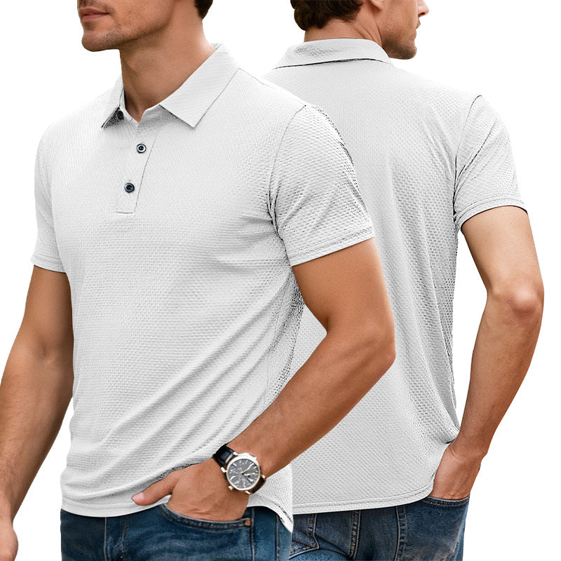 Herren nan strukturiertes Mikrojacquard-Poloshirt mit schlanker Passform und elastischem Komfortstretch R&B