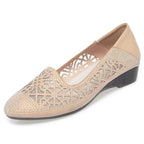 Damen Elegante Ballerinas mit funkelndem Strass und luftiger Lochmuster