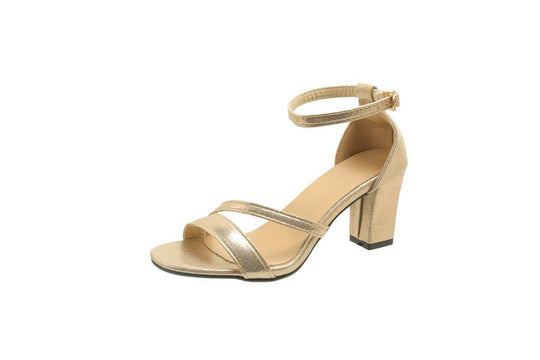 Damen elegante Sandaletten mit breiten Riemen und modischem Blockabsatz R&B