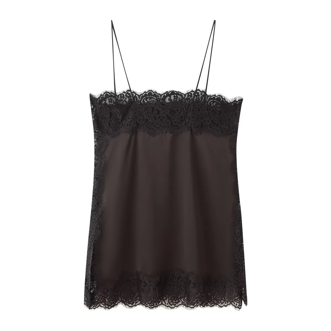 Damen elegante Satin-Hosen mit Spitzenakzenten R&B