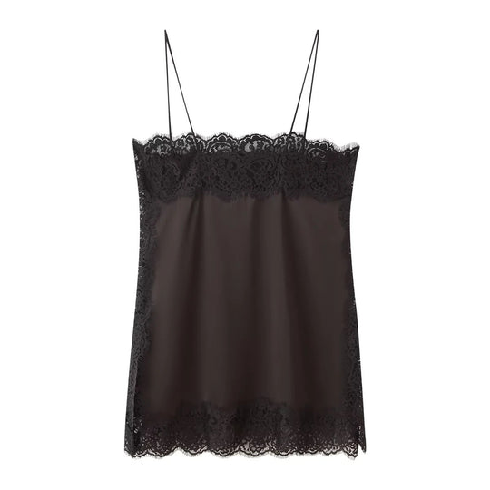 Damen elegante Satin-Hosen mit Spitzenakzenten R&B