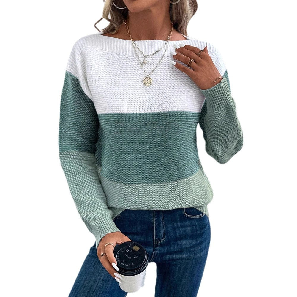 Damen Strickpullover mit moderner Farbblockgestaltung R&B