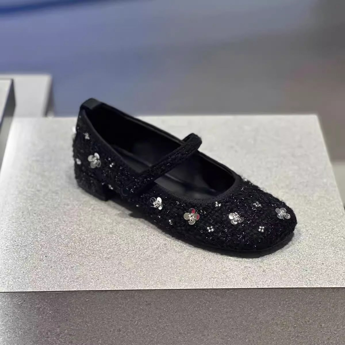 Damen Ballerinas mit floralem Glitzer-Akzent und verstellbarem Riemendesign R&B