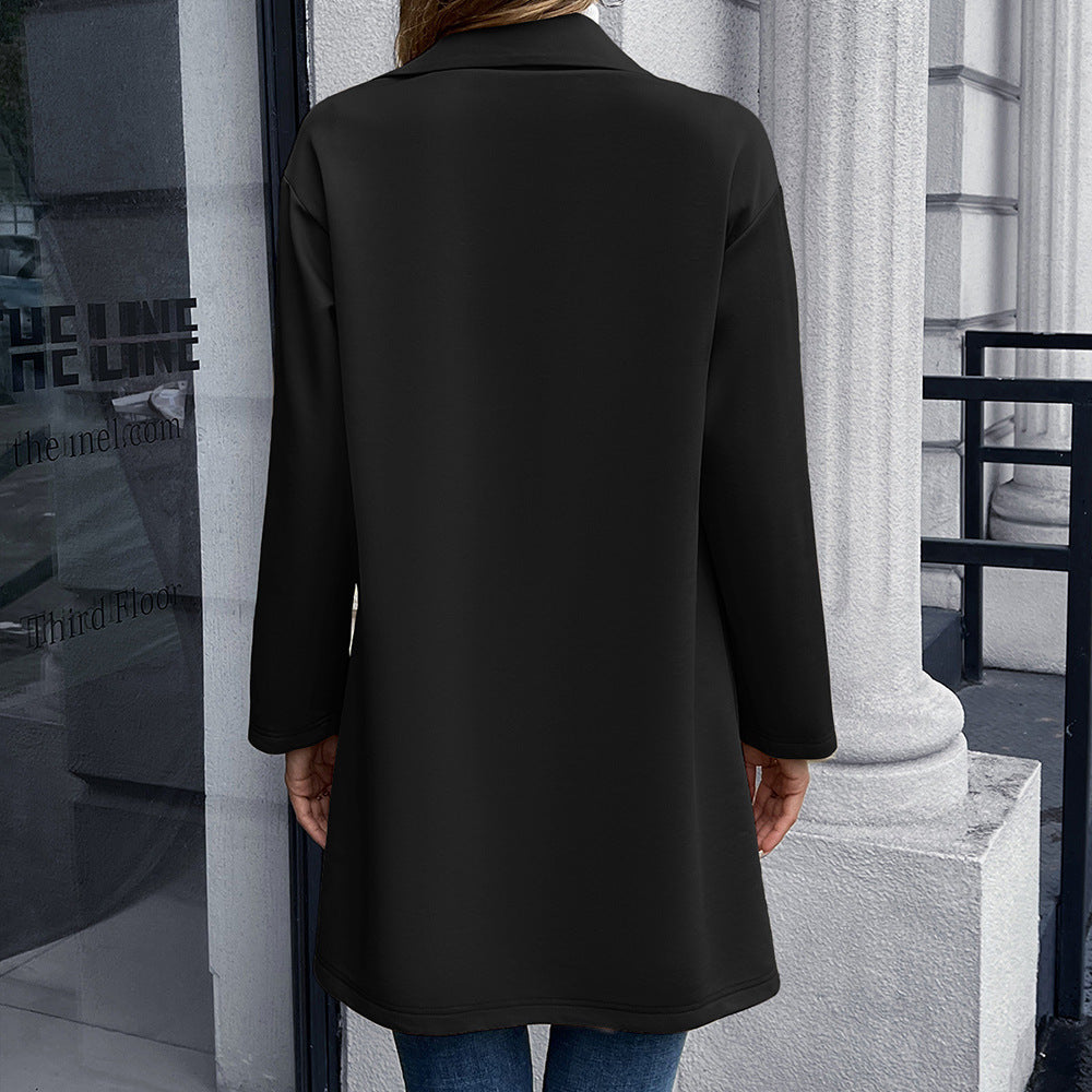 Damen elegante Oversized-Blazerjacke mit doppelter Knopfleiste und praktischen Taschen R&B