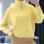 Damen Strickpullover mit hohem Kragen und Zipper R&B