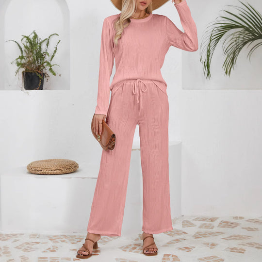 Damen lässiges Jogginganzug mit strukturiertem Material und hohem Bund R&B
