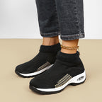 Damen High-Top Sport-Sneaker mit atmungsaktivem Strickoberteil und isolierendem Futter