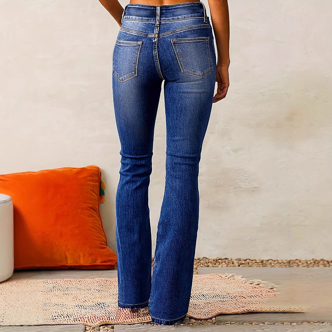 Damen Hochtaillierte Bootcut Jeans R&B