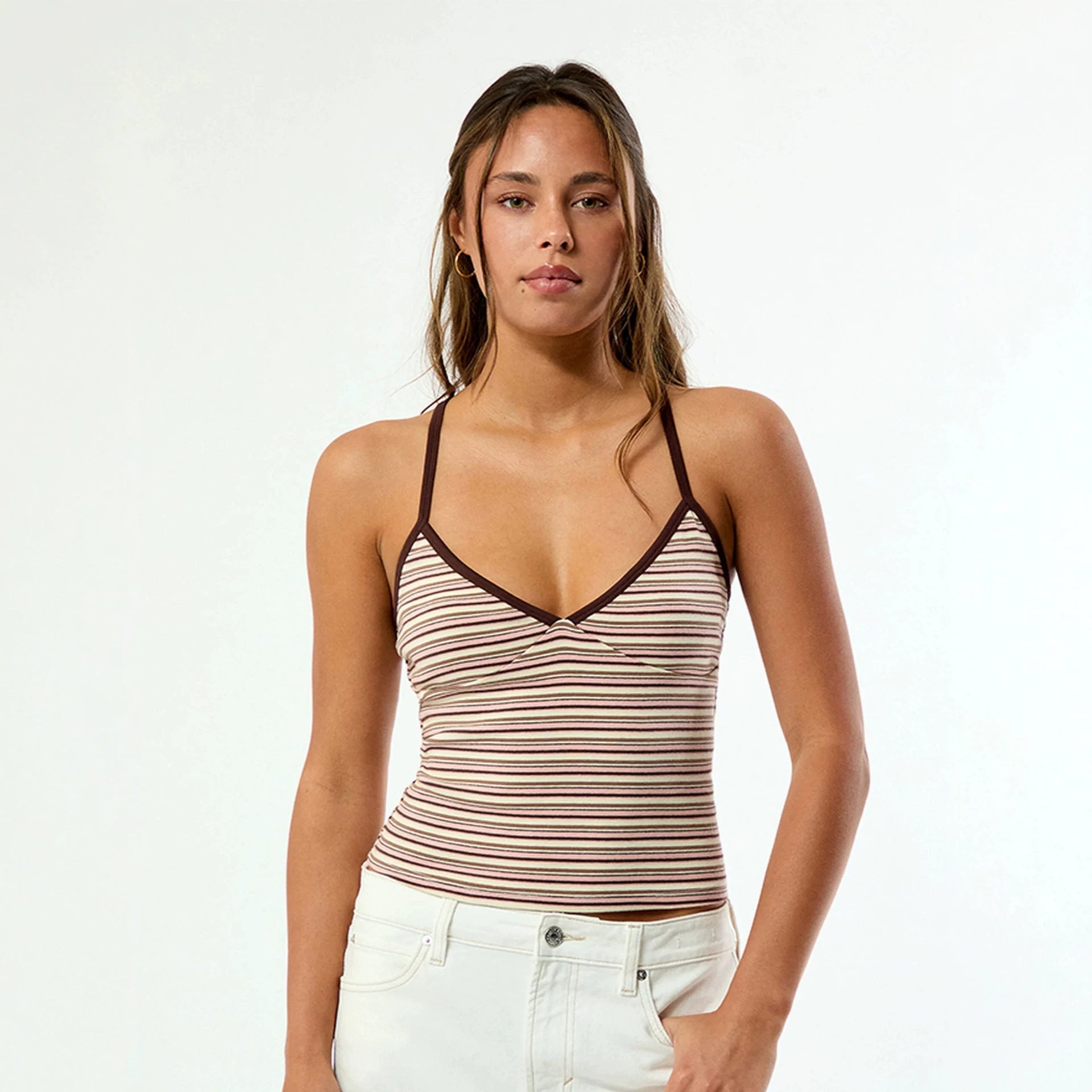 Damen Camisole-Top im lässigen Streifendesign mit verstellbaren Trägern R&B