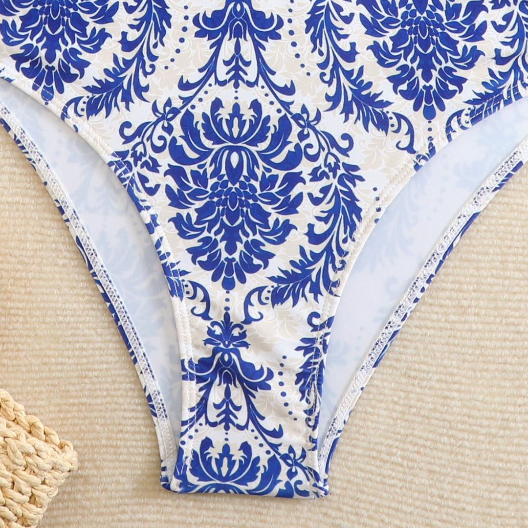 Damen eleganter Einteiler Badeanzug mit romantischem Blumenmuster R&B