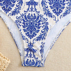 Damen eleganter Einteiler Badeanzug mit romantischem Blumenmuster R&B