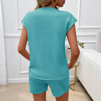 Damen Lässiges Sportanzug-Set mit bequemem Oberteil und kurzen Hosen R&B