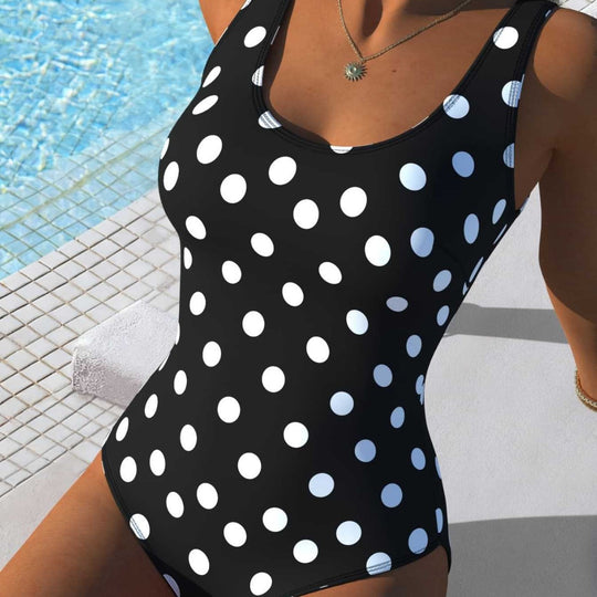 Damen einteiliger Badeanzug mit modischem Punktdesign und komfortablem Schnitt R&B