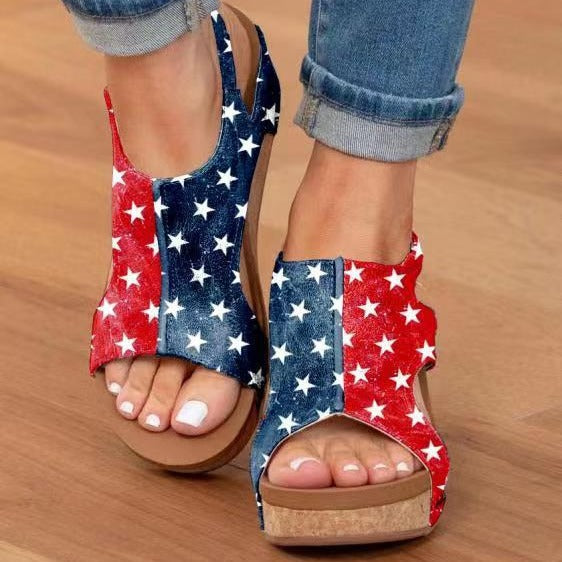 Damen Wedge-Sandalen mit elastischem Riemen und anatomischer Fußbettgestaltung R&B