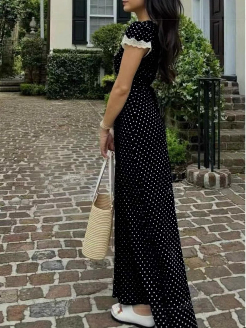 Damen Maxikleid mit raffiniertem Schnitt und floralen Spitzenakzenten R&B