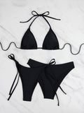 Damen Triangel-Bikini mit anpassbaren Bändern und hohen Beinausschnitten R&B