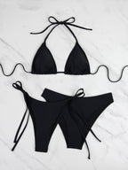 Damen Triangel-Bikini mit anpassbaren Bändern und hohen Beinausschnitten R&B