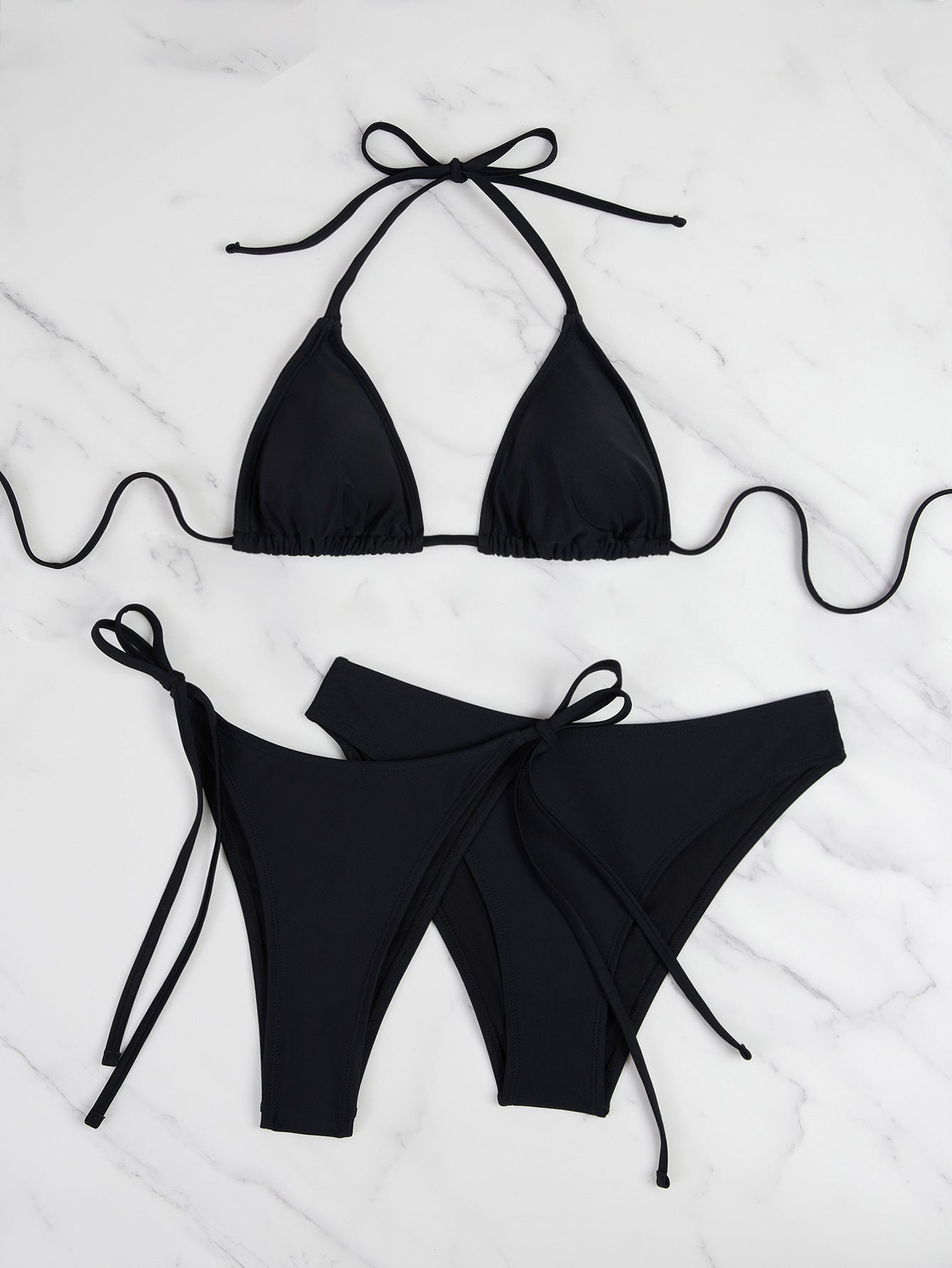 Damen Triangel-Bikini mit anpassbaren Bändern und hohen Beinausschnitten R&B