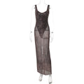 Damen Transparentes Maxikleid mit Leopardenmuster R&B