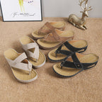 Damen Zehentrenner-Sandalen mit anatomischer Fußbettung und elastischem Riemendesign R&B