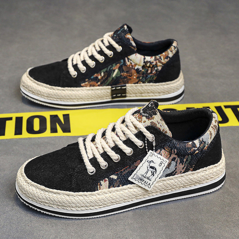 Damen lässige Baumwoll-Sneaker mit Jute-Details R&B