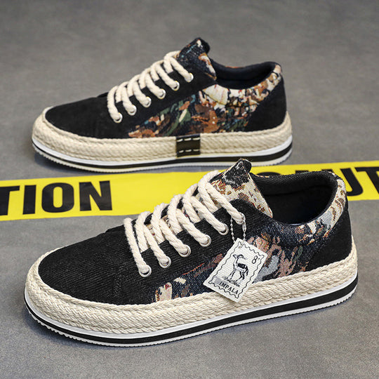 Damen lässige Baumwoll-Sneaker mit Jute-Details R&B