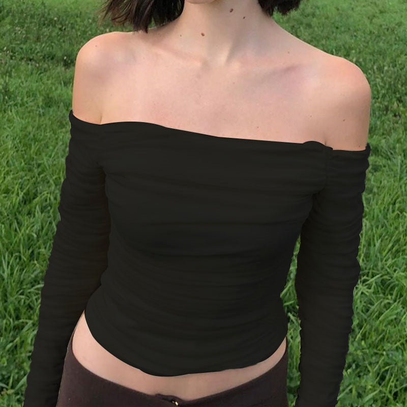 Damen Elegantes asymmetrisches Oberteil mit Raffungen und Puffärmeln R&B
