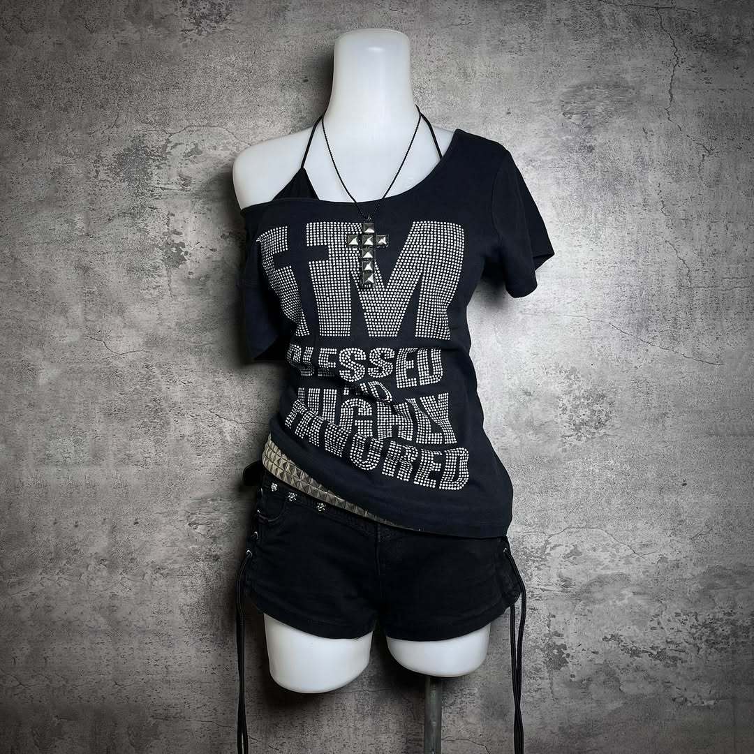 Damen Trendiges T-Shirt mit funkelnden Strassdetails R&B