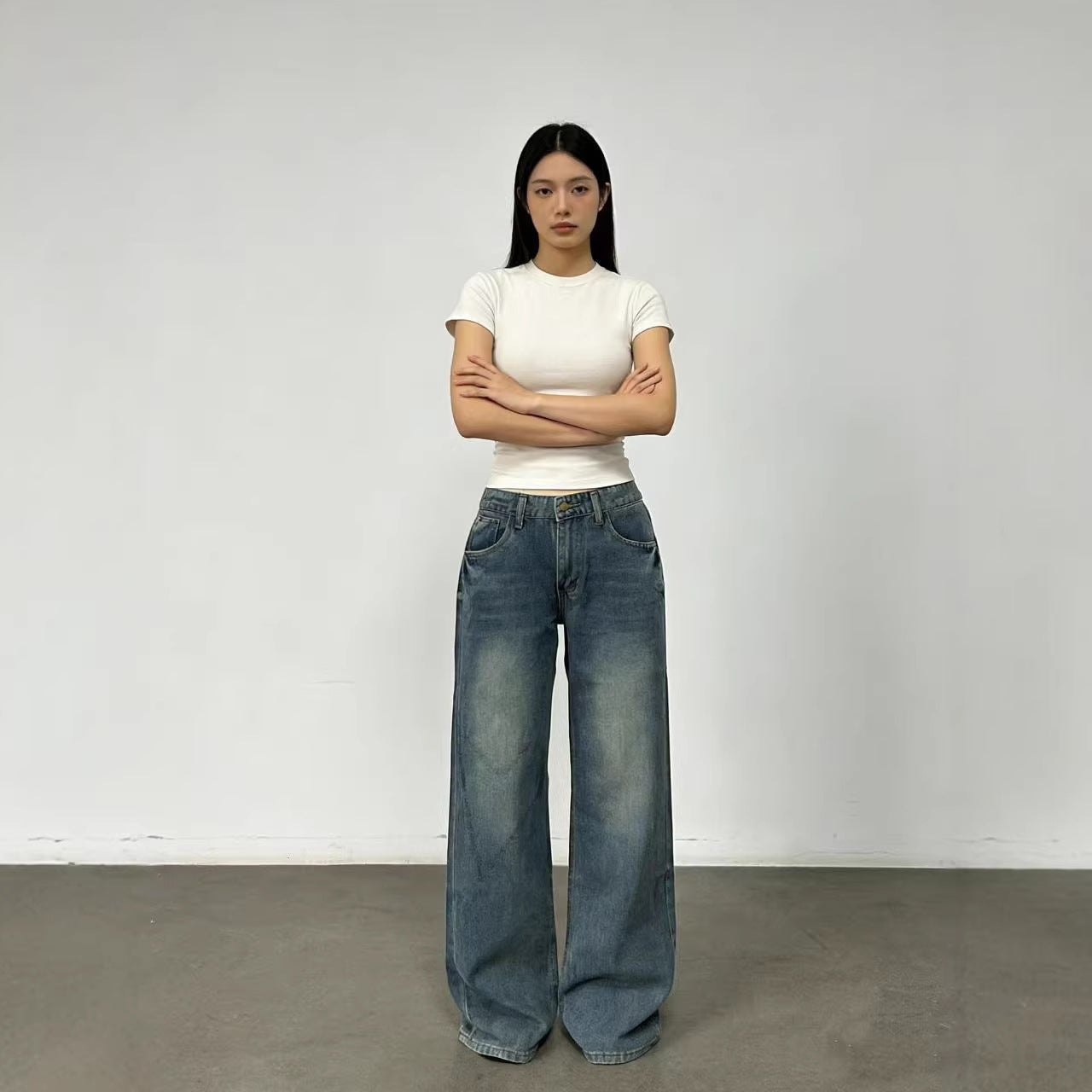 Damen Weit geschnittene Jeans mit entspannter Passform
