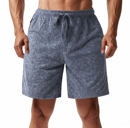 Herren nan locker geschnittene Frottee-Shorts mit elastischem Bund Kordelzug und seitlichen Eingrifftaschen R&B