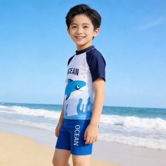 Jungen UV-Schutz Schwimmanzug mit kurzen Ärmeln R&B