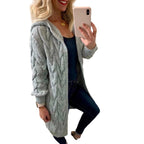 Damen Grobstrick-Cardigan mit Kapuze und Zopfmuster R&B