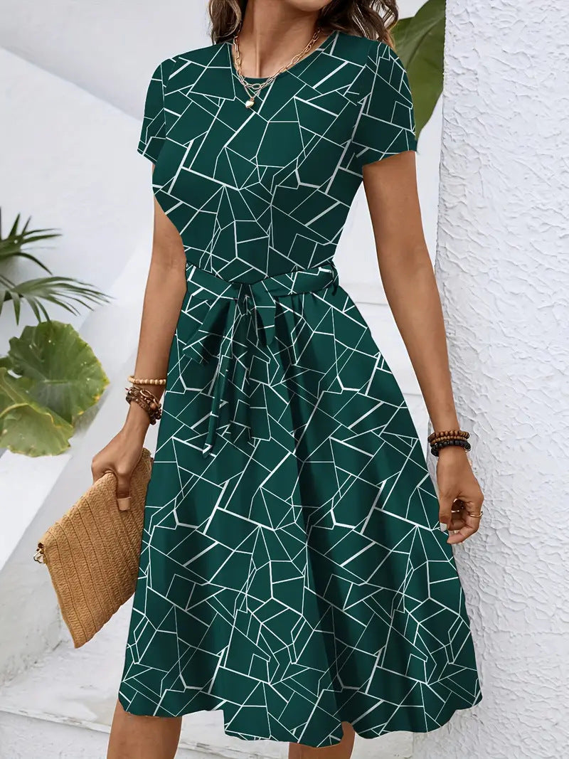 Damen Jumpsuit mit tailliertem Design und geometrischem Muster R&B