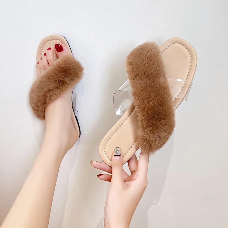 Damen Flausche Slides mit breitem Riemen R&B