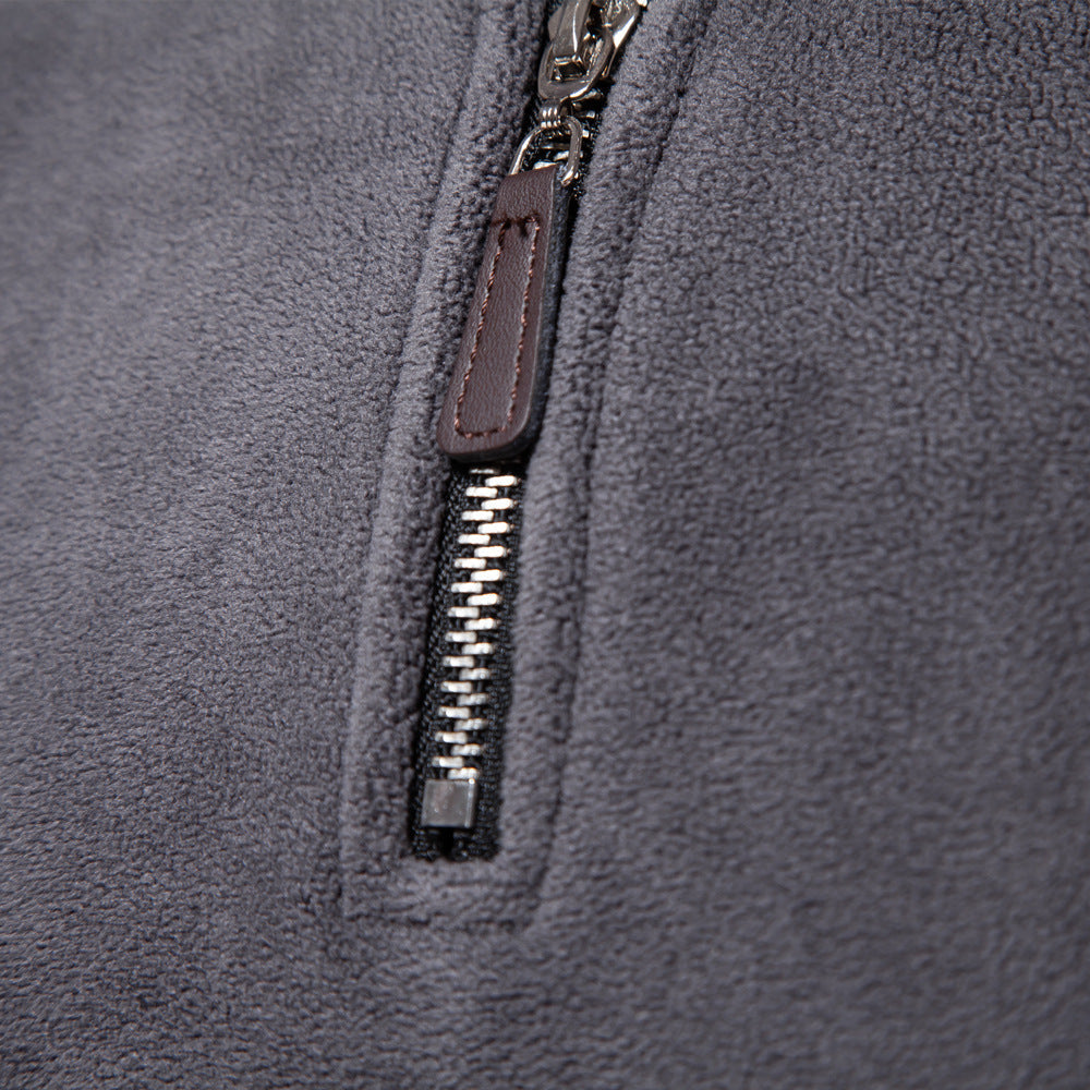 Herren nan leichter Fleece-Troyer mit Kurzreißverschluss und Stehkragen R&B