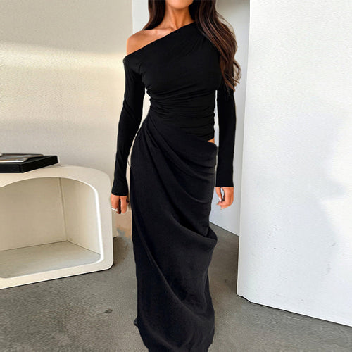 Damen elegantes Wickelkleid mit asymmetrischem Schnitt und langen Ärmeln R&B