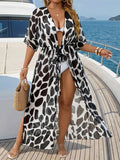 Damen transparenter Strandüberwurf mit aufregendem Animal-Print R&B