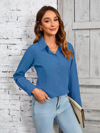 Damen Elegantes Blusenshirt mit feiner Steppnaht und tailliertem Schnitt R&B