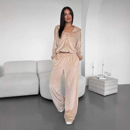 Damen gemütliches Lounge-Set mit cropped Top und lässiger Hose R&B