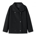 Damen Oversize Doppelreiher-Jacke mit elegantem Schalkragen und großen Knöpfen R&B