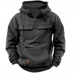 Herren Utility Hoodie mit aufgesetzten Taschen und halbem Reißverschluss