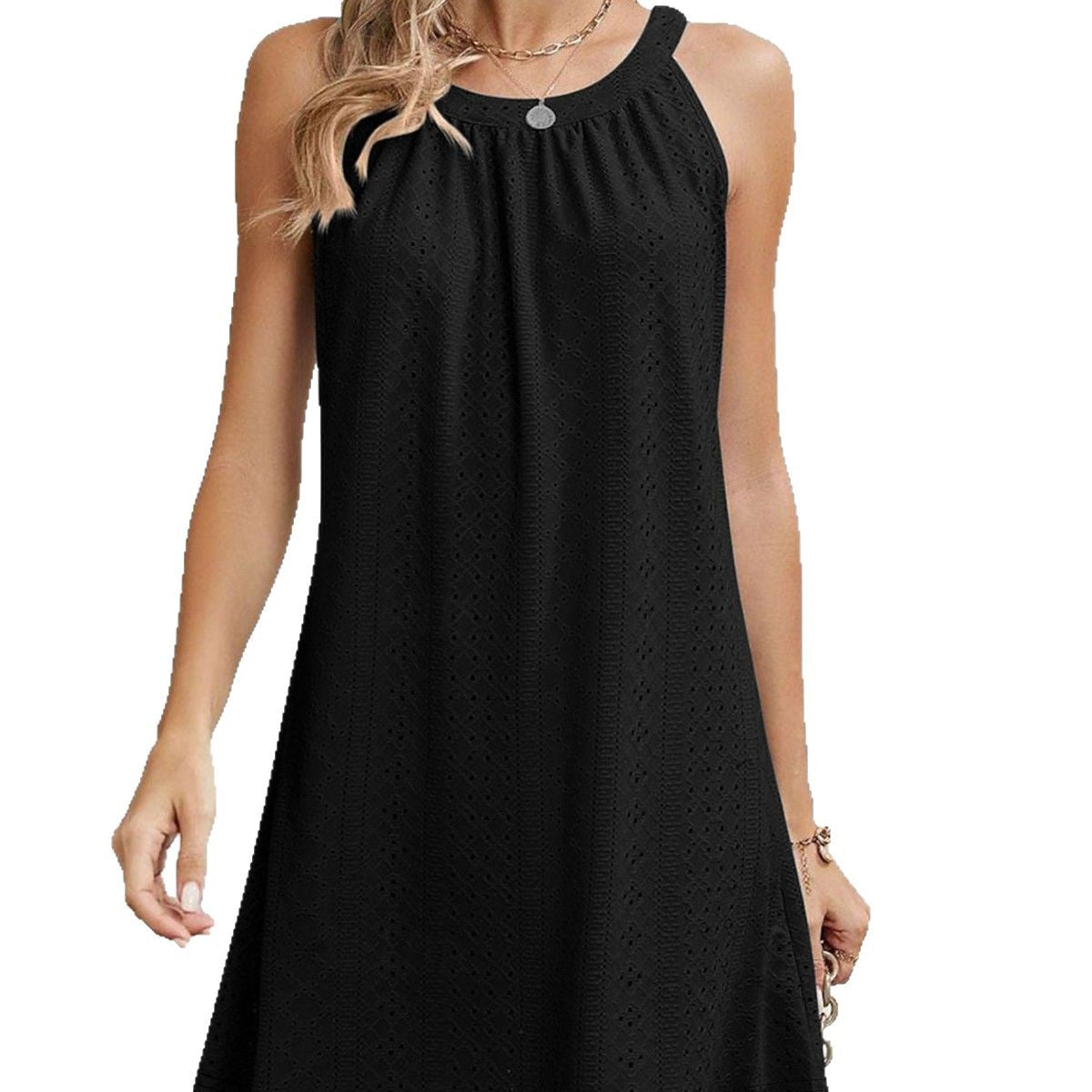 Damen lässiges Sommerkleid mit Spitzendetails und Hängeschlaufe R&B