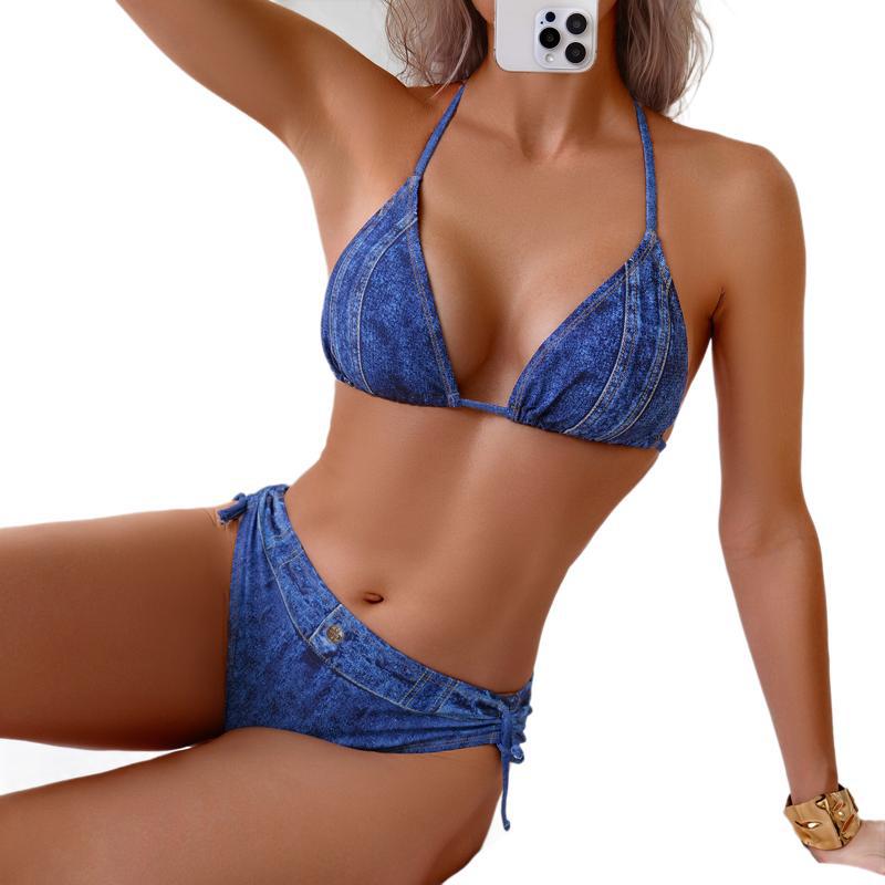 Damen Denim-Look Bikini-Set R&B