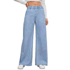 Damen Weite Denim-Hose mit elastischem Bund und lässigem Schnitt R&B