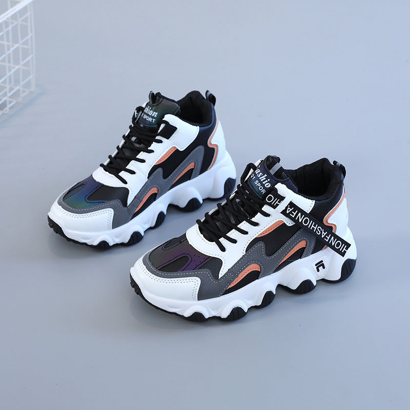Damen sportliche Sneakers mit modischem Metallic-Design und dämpfender Sohle R&B