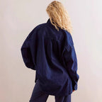 Damen Oversized Jeanshemd mit aufgesetzten Taschen R&B