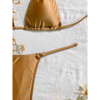 Damen Triangel-Bikini mit fransigem Detail und höherschneidender Passform R&B