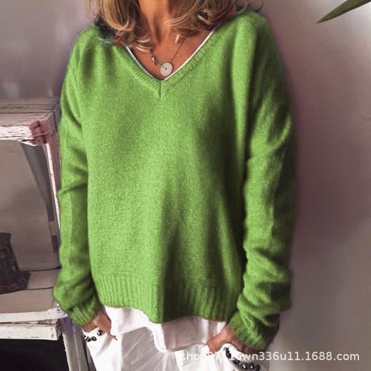 Damen V-Ausschnitt Pullover aus weichem Strick R&B