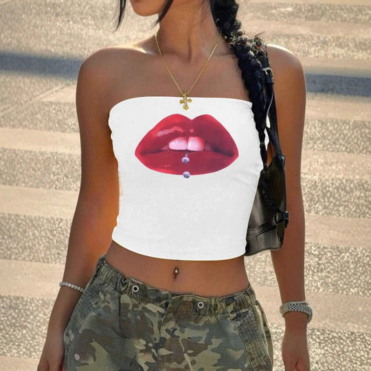 Damen Bandeau-Top mit elastischem Material und figurbetontem Schnitt R&B
